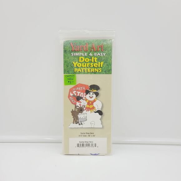 Vtg 1993 Yard Art Do-It Yourself Woodcraft Pattern Santa Stop Here PRE-OWNED - Picture 1 of 3